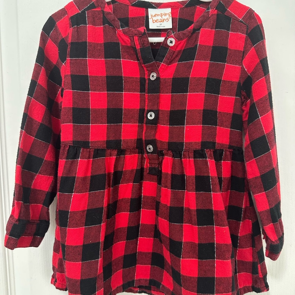 Jumping Beans Black and Red Plaid Button Down Shirt